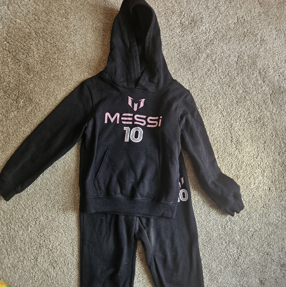 Kids Black and Pink Messi Matching Set